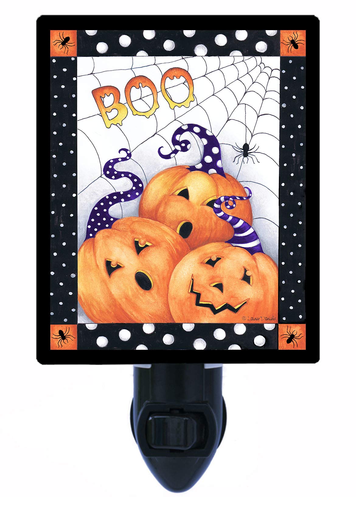 Halloween Night Light - Decorative Photo Lamp with Boo Spider Web & Pumpkins Design | Spooky Home Decor for Bedroom, Party, or Outdoor Halloween Display