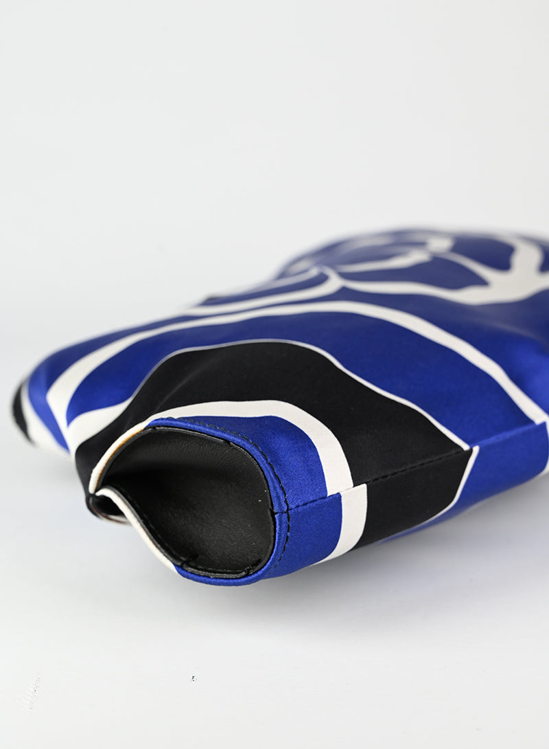 Alexander McQueen Blue Satin Clutch Bag for Women | Elegant Evening Party & Wedding Accessory