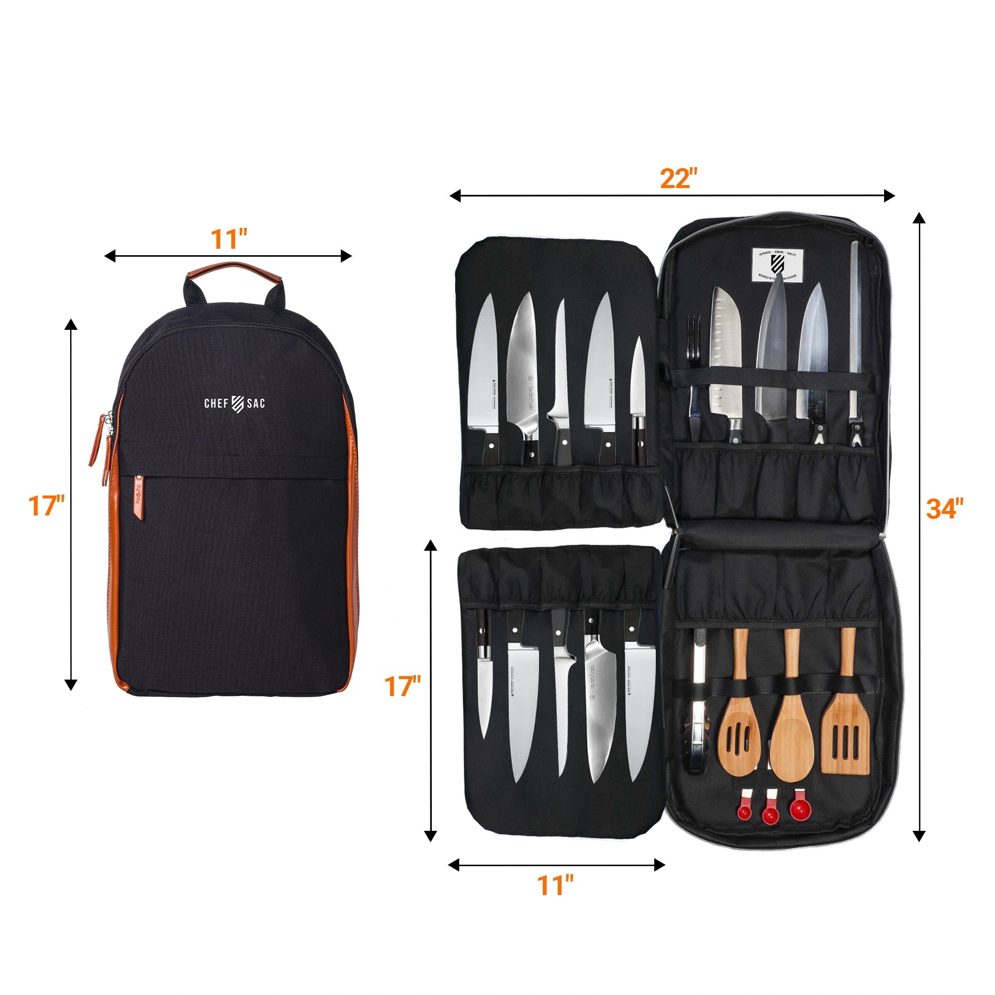 Premium Magnetic Chef Knife Backpack - Professional Kitchen Knife Storage with Strong Magnets for Secure Hold - Perfect for Chefs, Camping, Travel & Outdoor Cooking