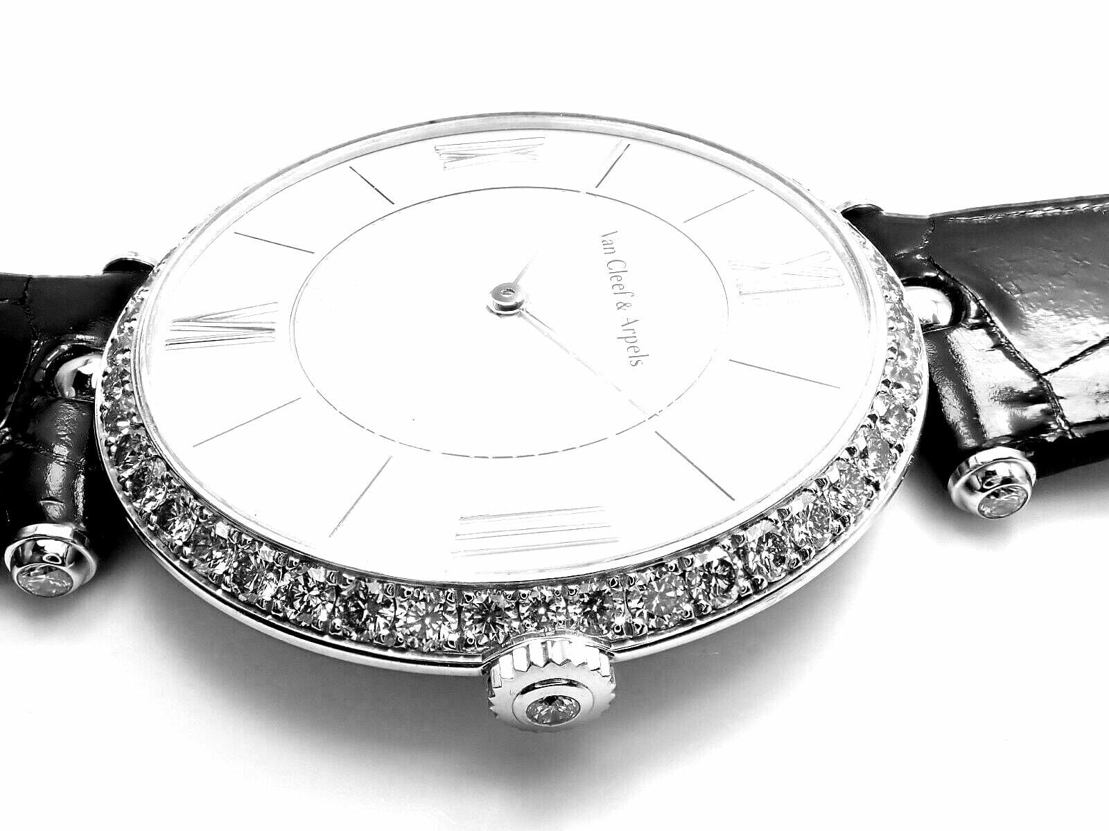 Authentic Van Cleef & Arpels Pierre Arpels 18K White Gold Diamond 42mm Luxury Watch for Men - Perfect for Formal Events & Business Occasions