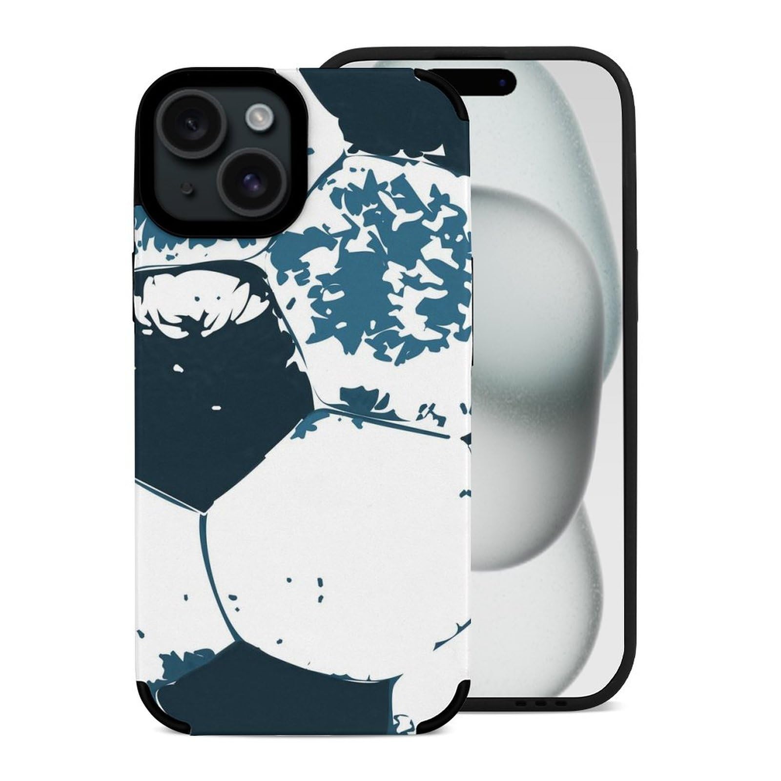 Shockproof Football Soccer Phone Case for iPhone 15 Plus - Microfiber Protective Cover | Perfect for Sports Fans, Game Days & Outdoor Activities