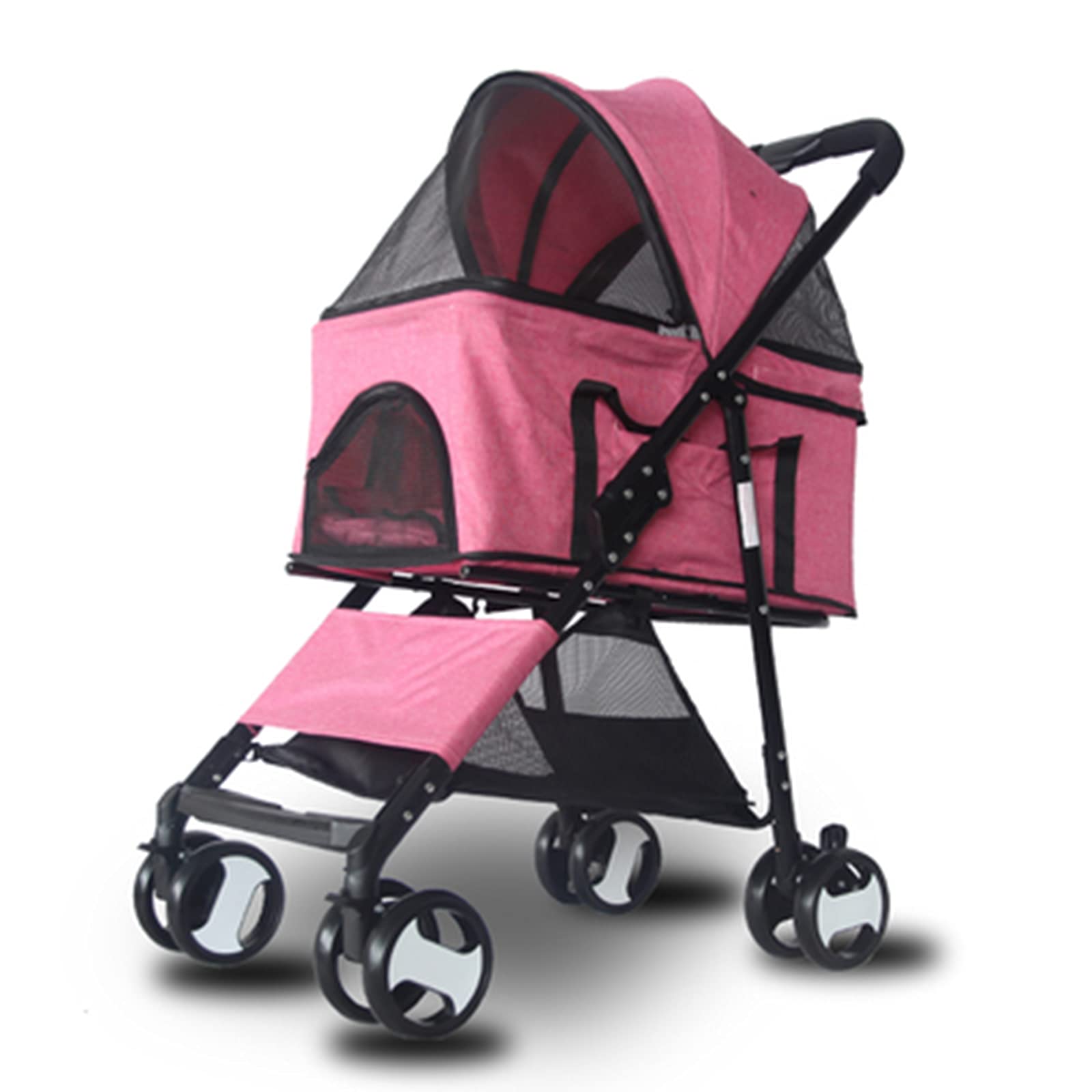 Premium Pet Stroller for Small & Medium Dogs & Cats - Lightweight Foldable Travel Carrier with Detachable Design (Rose Red) | Perfect for Outdoor Walks, Vet Visits & Shopping Trips