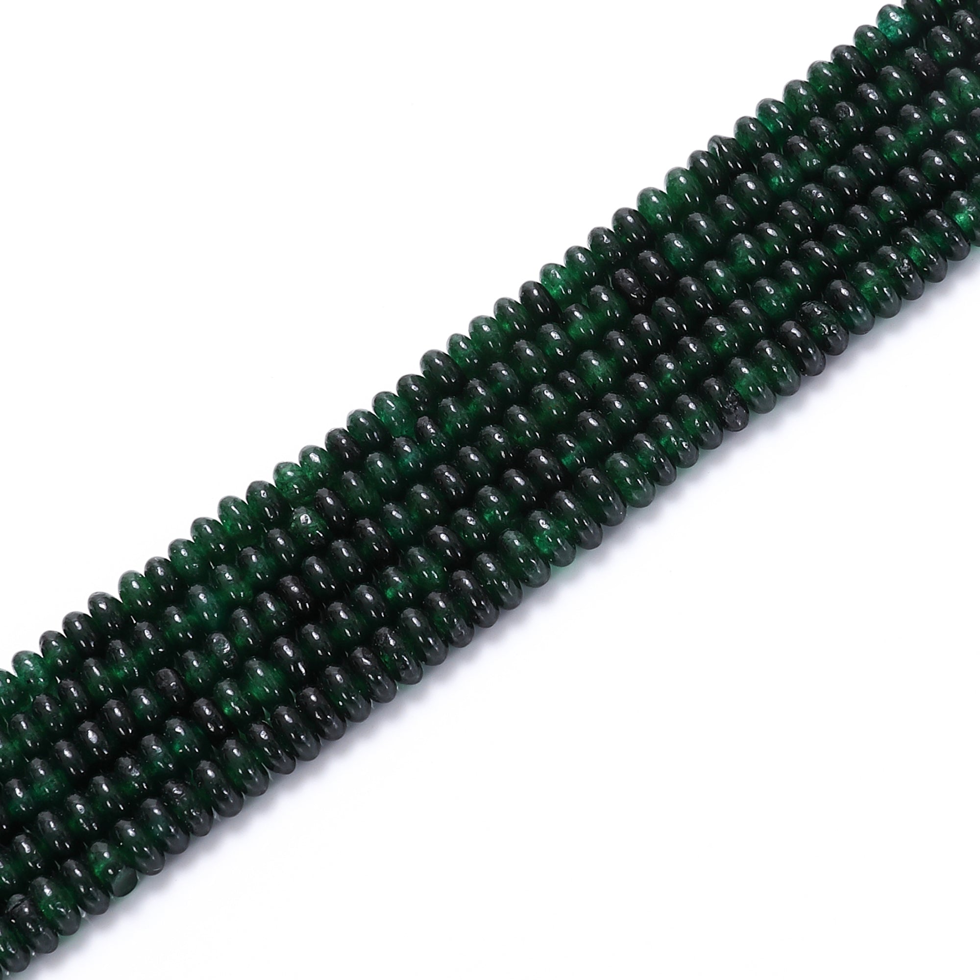 Premium Dark Green Dyed Jade Smooth Rondelle Beads 2x4.5mm - 15.5 Inch Strand for Jewelry Making, Bracelets & Necklaces | Perfect for DIY Crafts, Beading Projects & Gift Making