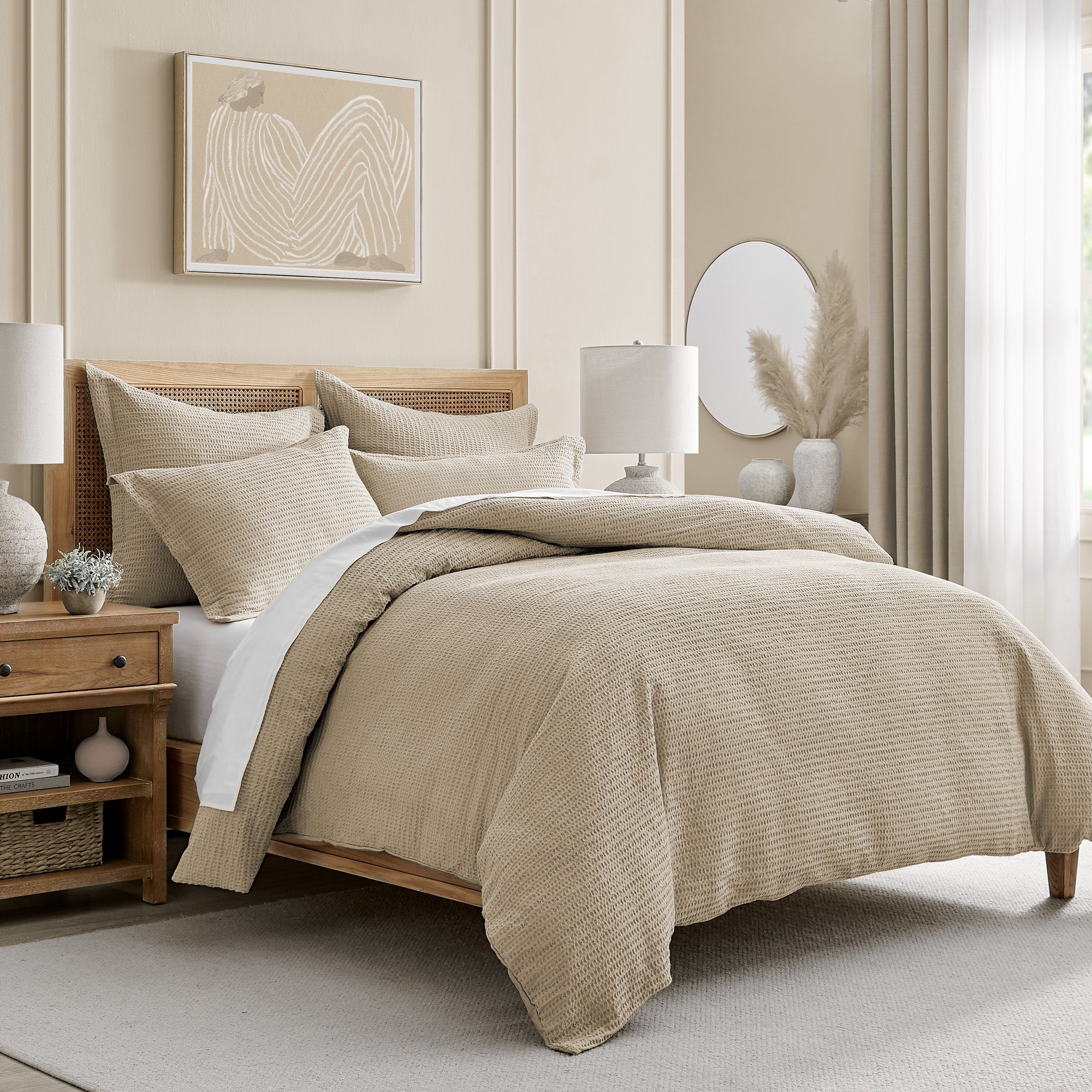 Premium Cloud Waffle Duvet Cover Set - Soft & Breathable Bedding - Queen/King Size - Luxury Textured Bedding for Cozy Sleep & Hotel-Style Comfort