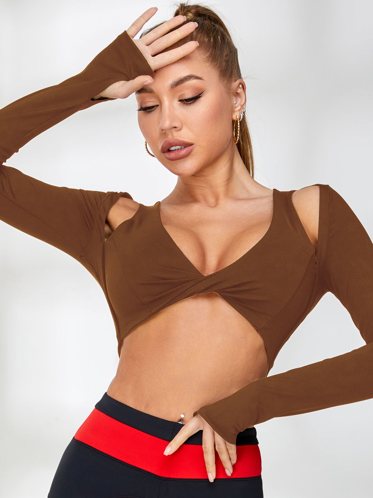ZASUWA Women's Unique Twist Long Sleeve Top with Padded Shoulders - Perfect for Work, Parties & Everyday Wear