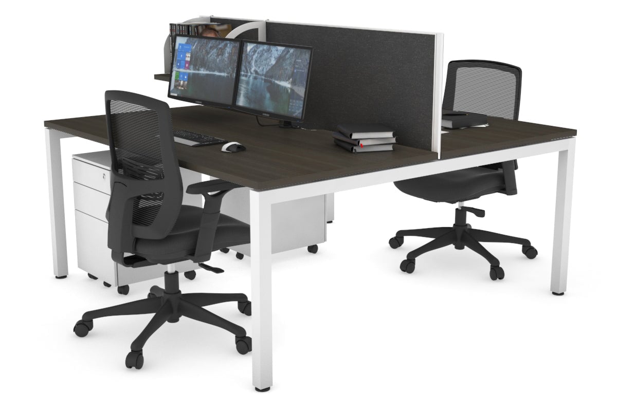 Quadro Square Legs 2-Person Office Workstation Desk - 1600L x 800W with Cable Management Scallop - Perfect for Shared Workspaces & Home Offices