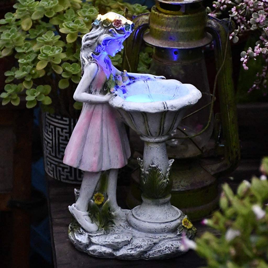 Solar-Powered Resin Angel Garden Figurine - Large Outdoor Fairy Statue for Patio, Lawn & Yard Decor | Weather-Resistant Solar Garden Ornament for Flower Beds, Pathways & Backyard Landscaping