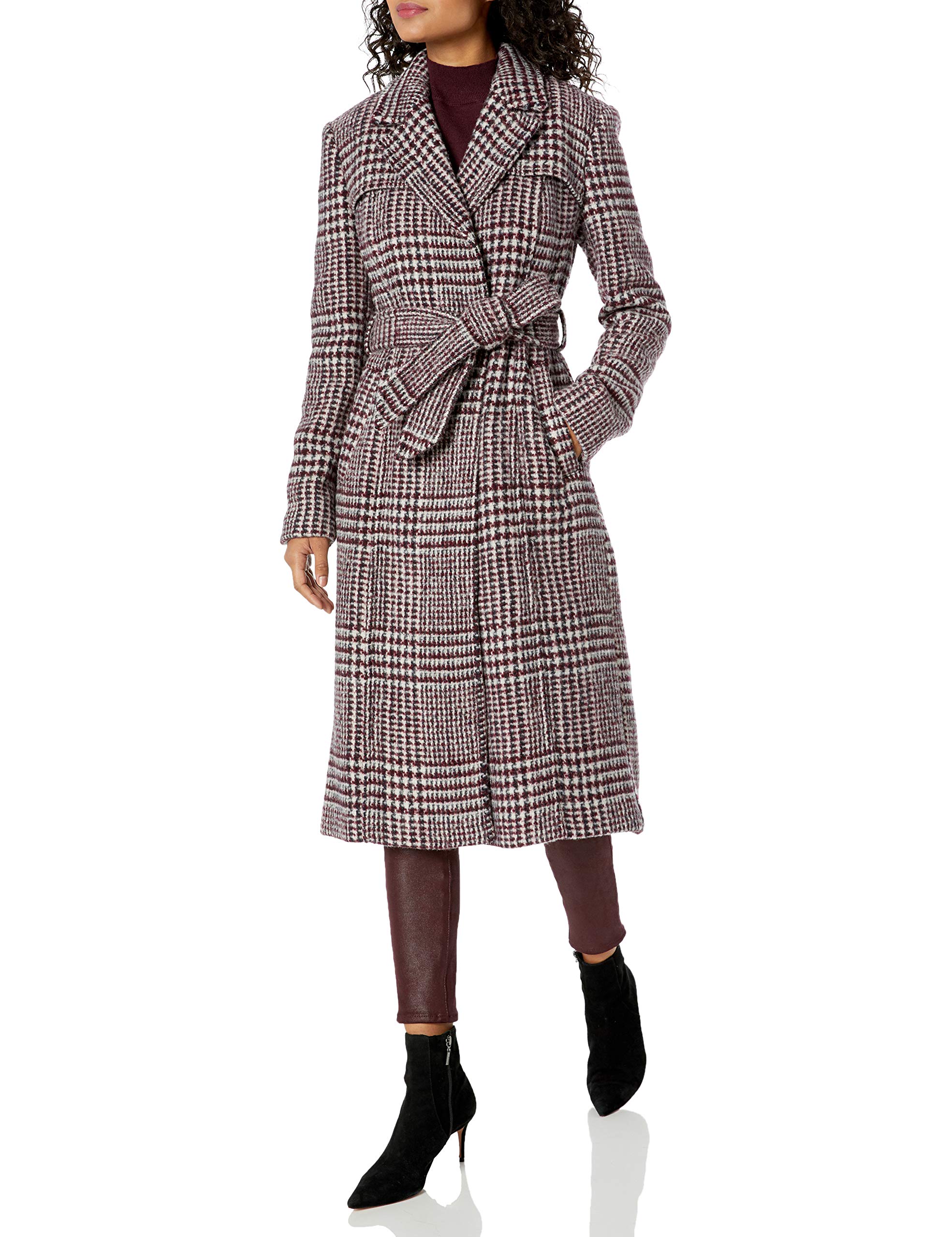 Cole Haan Women's Long Wool Trench Coat - Classic Winter Warm Coat with Belt, Water-Resistant Outerwear for Office, Travel & Formal Occasions