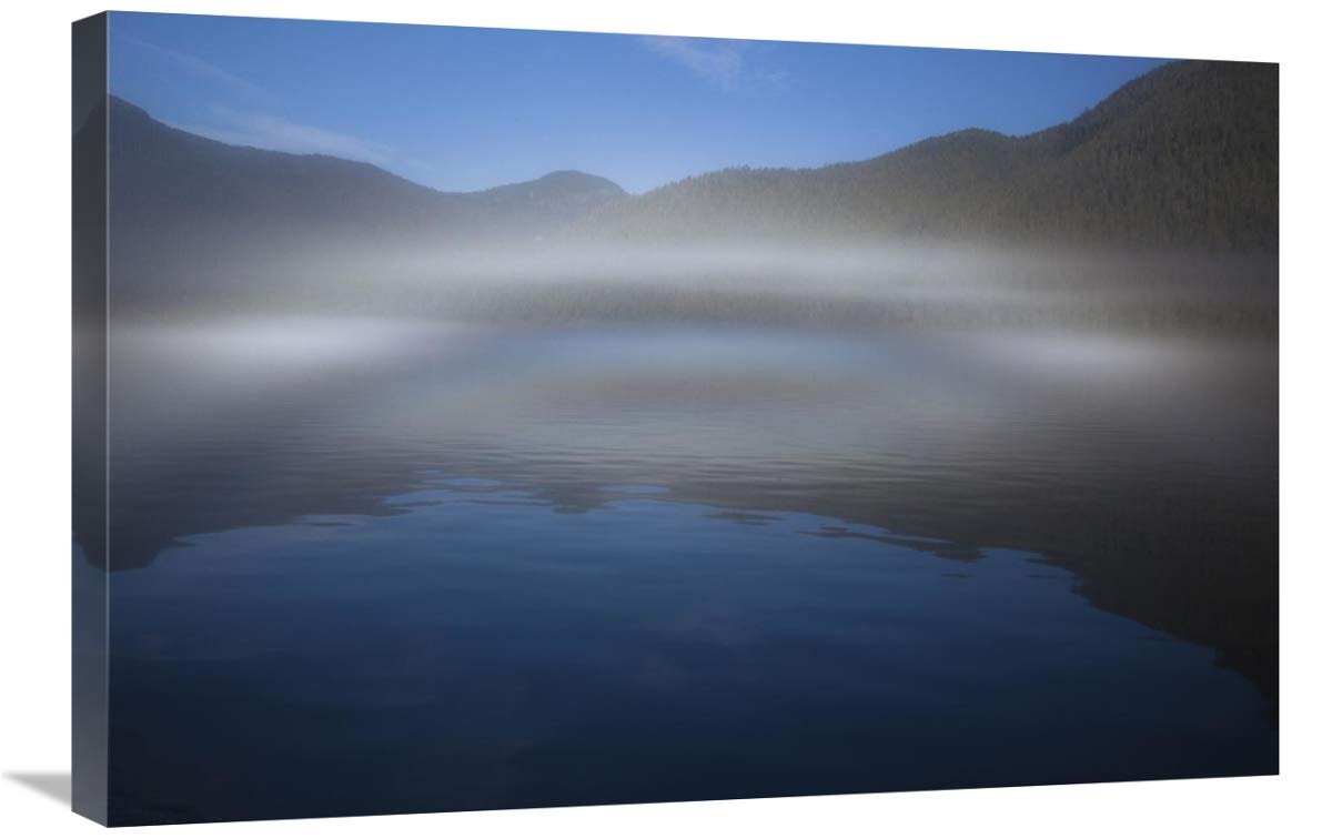 Global Gallery Ocean Fog Lifting Off The Water at Kynoch Inlet, British Columbia - Stretched Canvas Wall Art 30x20 Inches - Coastal Home Decor, Office & Living Room Wall Art