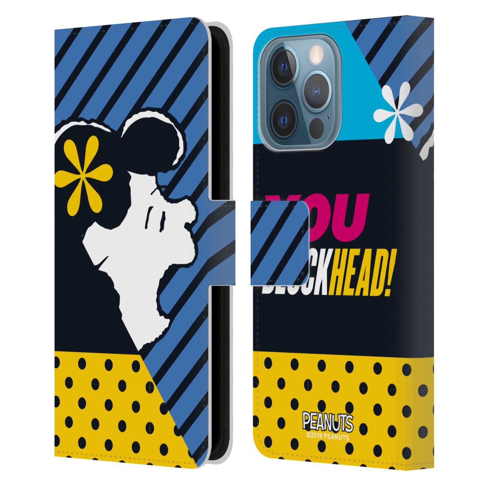 Head Case Designs Peanuts Lucy Van Pelt Leather Book Wallet Case for iPhone 13 Pro - Stylish Protection for Work & Travel