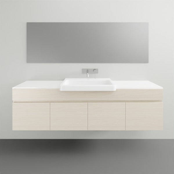 ADP Glacier Lite Semi-Recessed All-Door Slim Vanity with Solid Surface Top - Modern Bathroom Sink Cabinet for Small Spaces, Perfect for Apartments & Powder Rooms