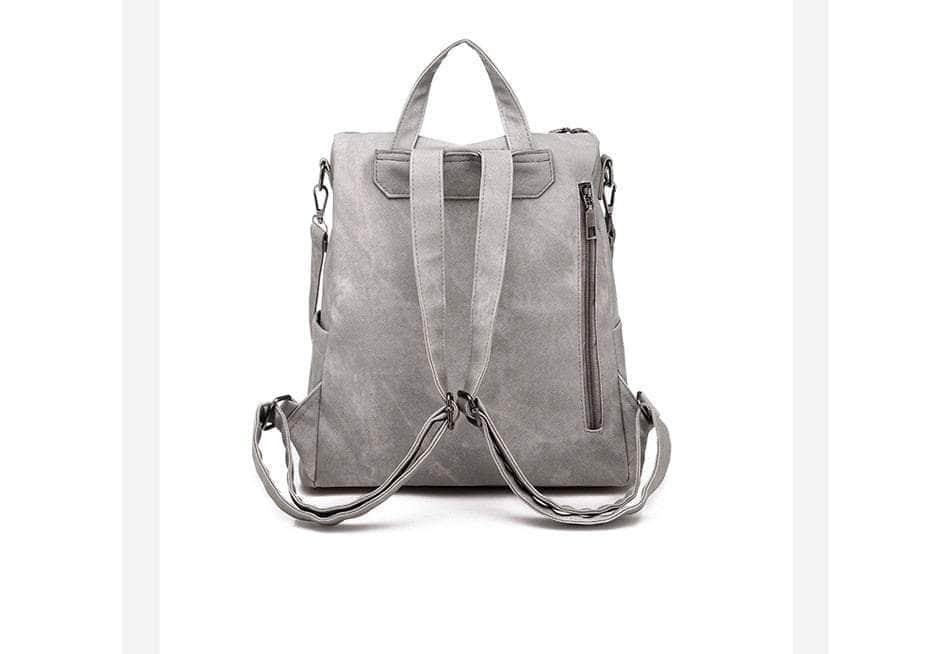 Vintage Women's Zipper Backpack - Stylish Retro Leather School Bag for College, Travel & Everyday Use