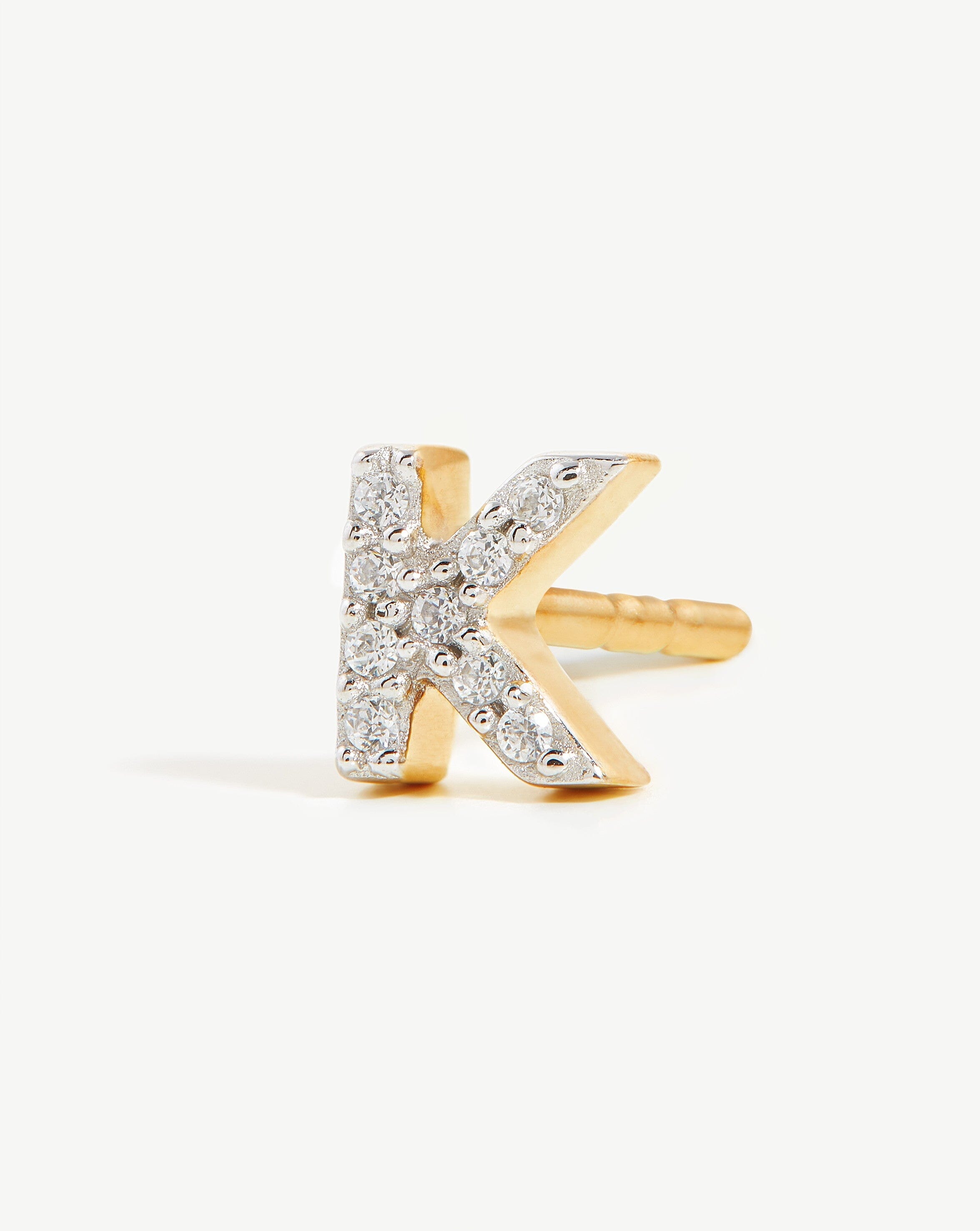 Pave Initial Single Stud Earring - 18k Gold Vermeil & Cubic Zirconia Monogram Jewelry - Perfect for Gifts, Birthdays, and Everyday Elegance