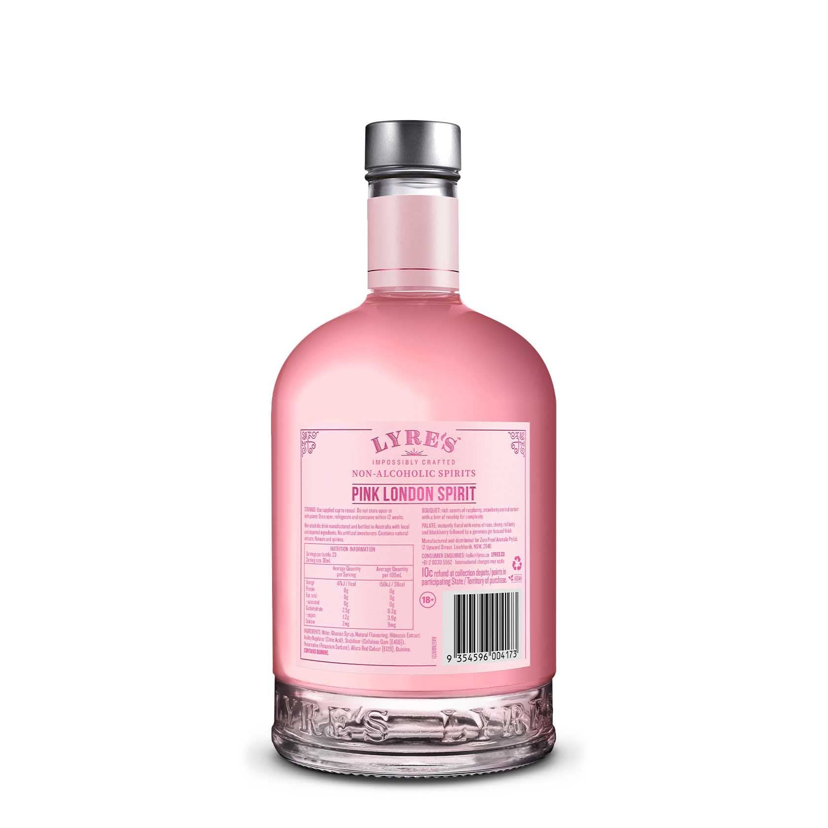 Lyre's Non-Alcoholic Pink London Cosmopolitan Cocktail Set (Pack of 2) - Pink Gin & Triple Sec Style Alcohol-Free Spirits | 23.7 Fl Oz Each | Perfect for Mocktails, Sober Parties & Mindful Drinking