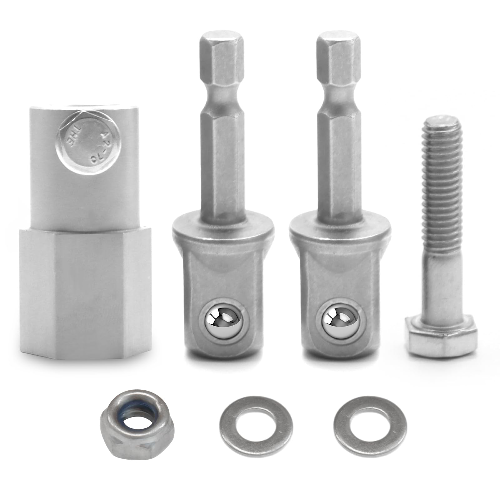 Stainless Steel Trailer Jack Crank Handle - Cordless Drill Adapter with 2x 1/2