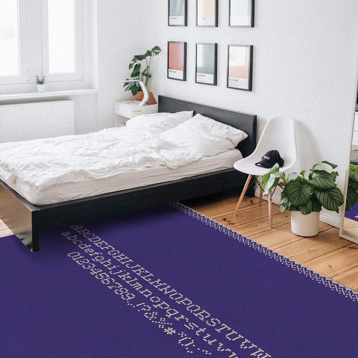 5'x8' Purple Area Runner Rug - Washable Indoor Outdoor Carpet for Kitchen, Living Room, Bathroom, Bedroom, Classroom & Laundry Room - Abstract Weaver Letter & Arabic Numbers Doormat - Perfect for Entryway, Office Desk & Welcome Mat