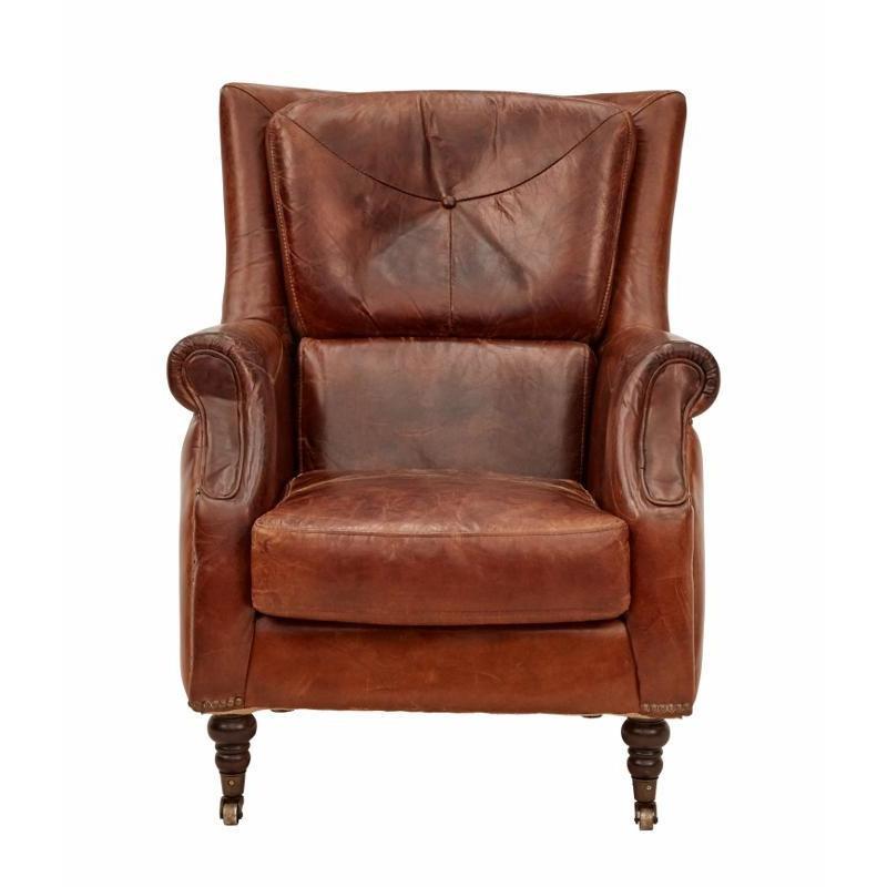 Premium Stanwick Genuine Leather Armchair - Rich Brown Color | Luxurious Living Room & Office Seating for Home & Workspace