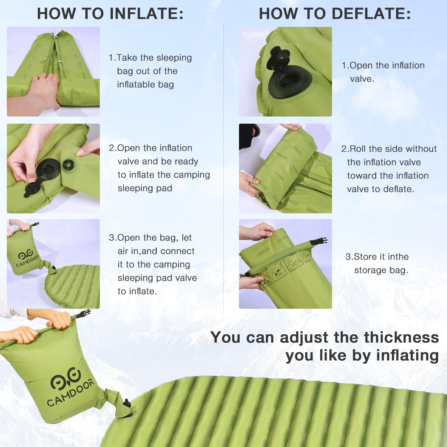 Ultralight Sleeping Pad for Camping - 6.8 R-Value Insulated Camping Mattress for Hiking, Backpacking & Outdoor Adventures | Patchable & Includes Inflatable Bag | Perfect for Cold Weather Camping & Backcountry Expeditions