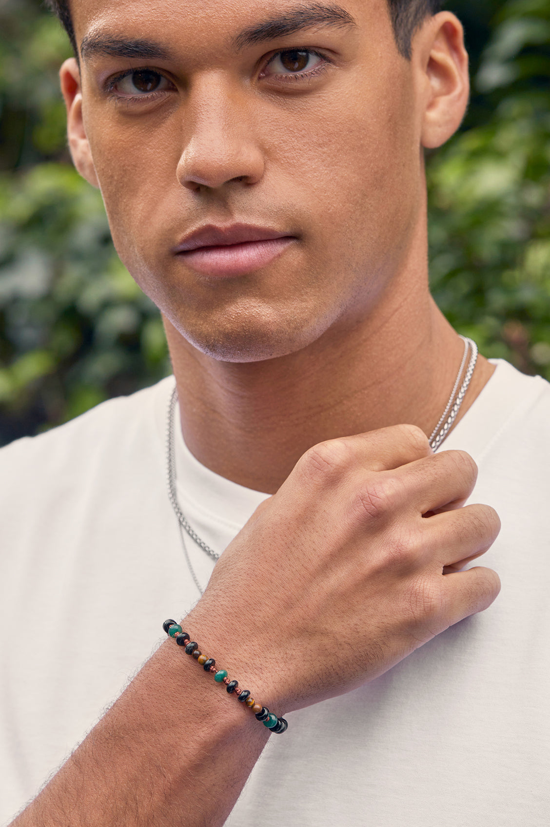 Gemstone Beaded Men's Bracelet with Adjustable Knot Slider - Perfect for Casual Wear, Gifts & Spiritual Healing