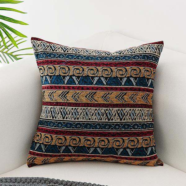Extra Large Geometric Pattern Chenille Throw Pillows - Soft Bohemian Decorative Couch Pillows for Living Room, Bedroom & Dorm - 18x18 Inch Square Sofa Cushions for Home Decor and Cozy Comfort