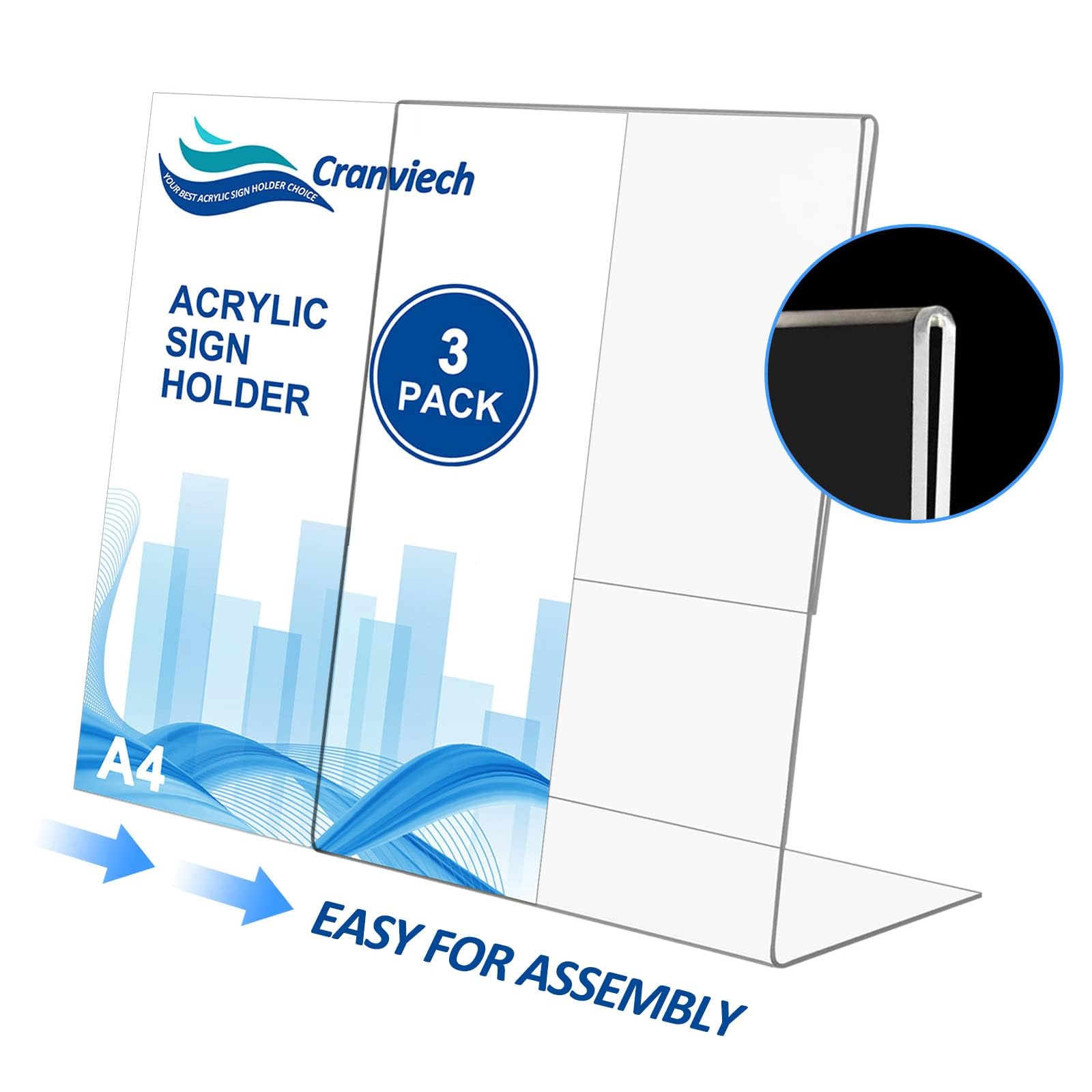 3 Pack Clear Acrylic Sign Holder 8.5