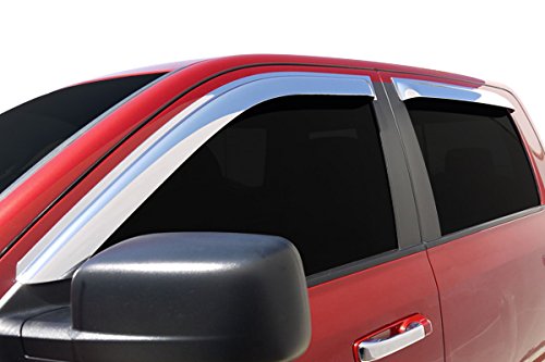 2009-2014 Ford F150 Crew Cab Chrome Window Visors - 4pc Tape-On Wind Deflector Set for Super Crew Models | Rain Protection & Style Upgrade for Pickup Trucks