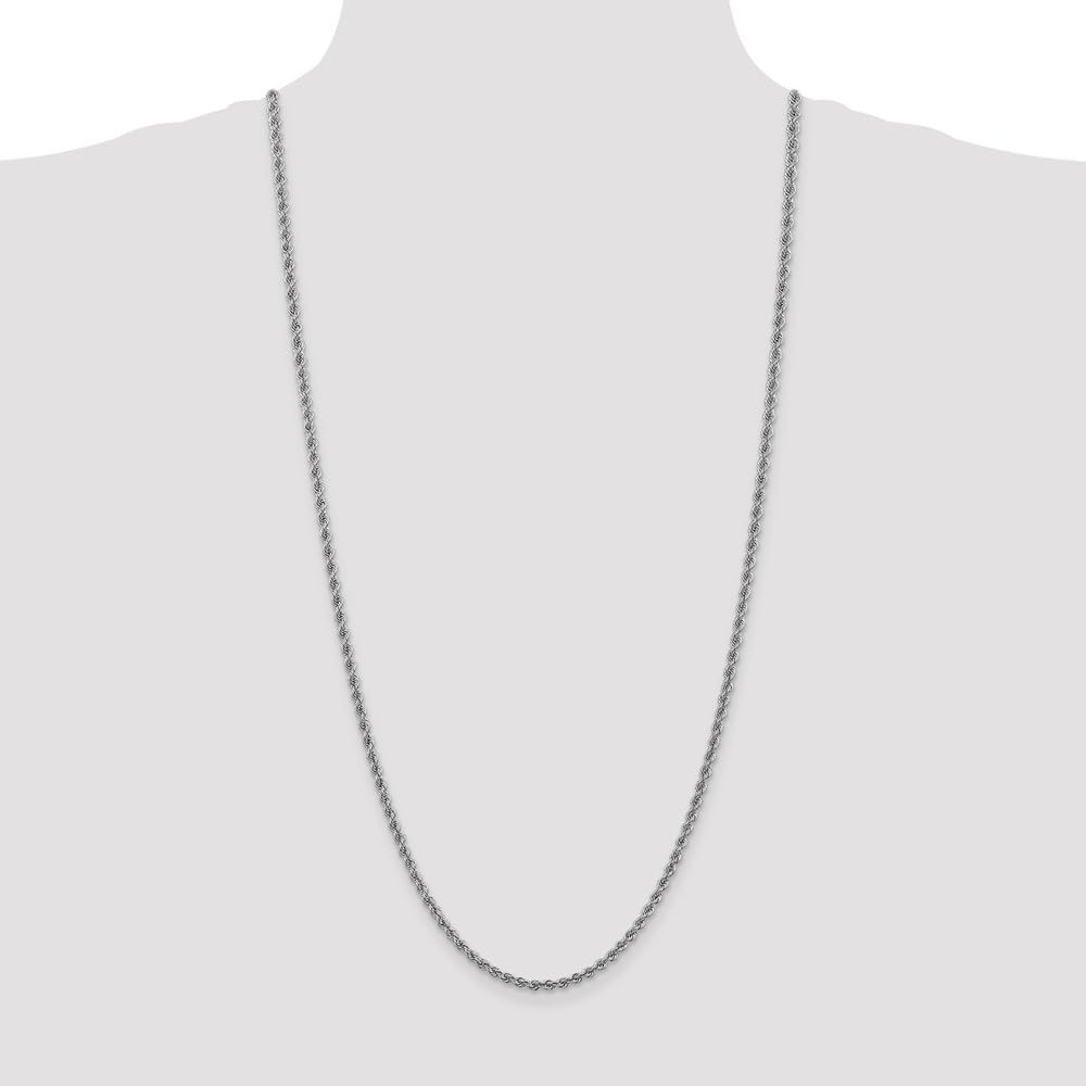 14K White Gold 3.0mm Rope Chain Necklace for Men & Women - Diamond2Deal | Elegant Unisex Jewelry for Weddings, Anniversaries & Everyday Wear