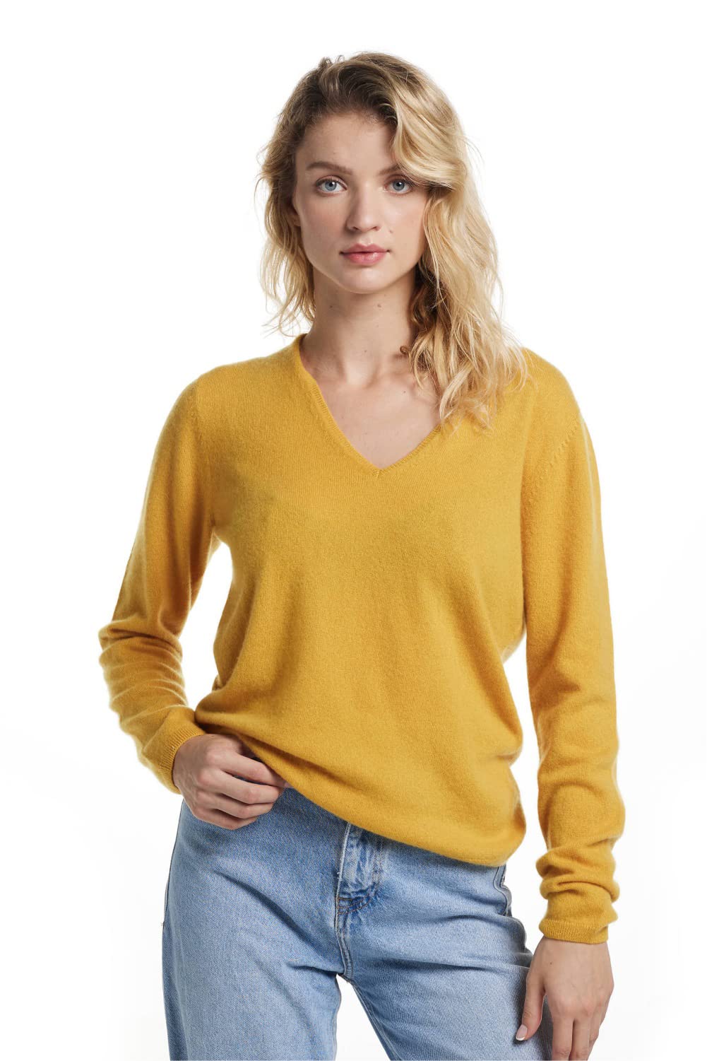 EURKEA 100% Cashmere V-Neck Sweater for Women - Soft Long Sleeve Pullover Winter Top | Perfect for Office, Date Night & Holiday Gifts