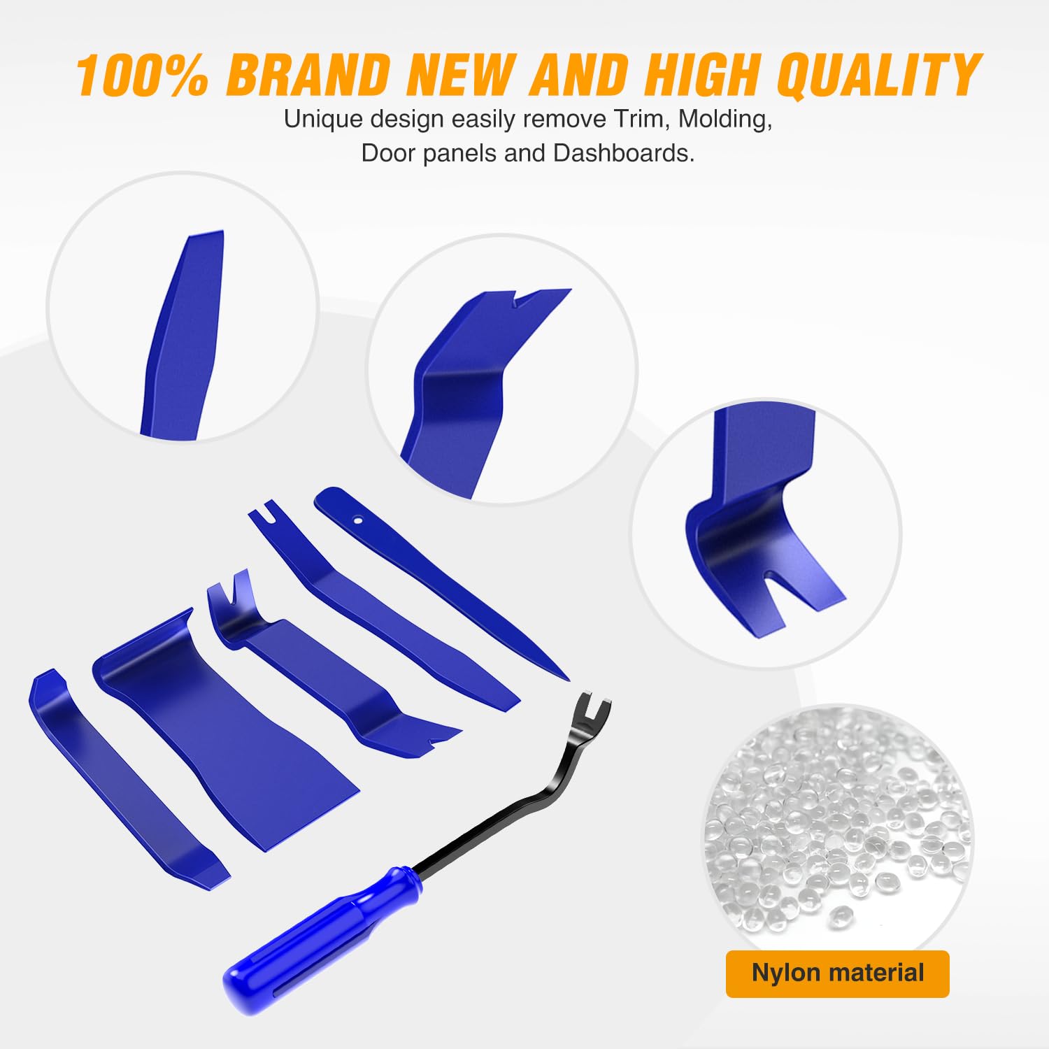 GOOACC 6PCS Auto Trim Removal Tool Kit - No Scratch Car Audio Dash & Window Molding Fastener Remover Set (Blue) | Perfect for Car Stereo Installation, Interior Detailing & DIY Auto Repair