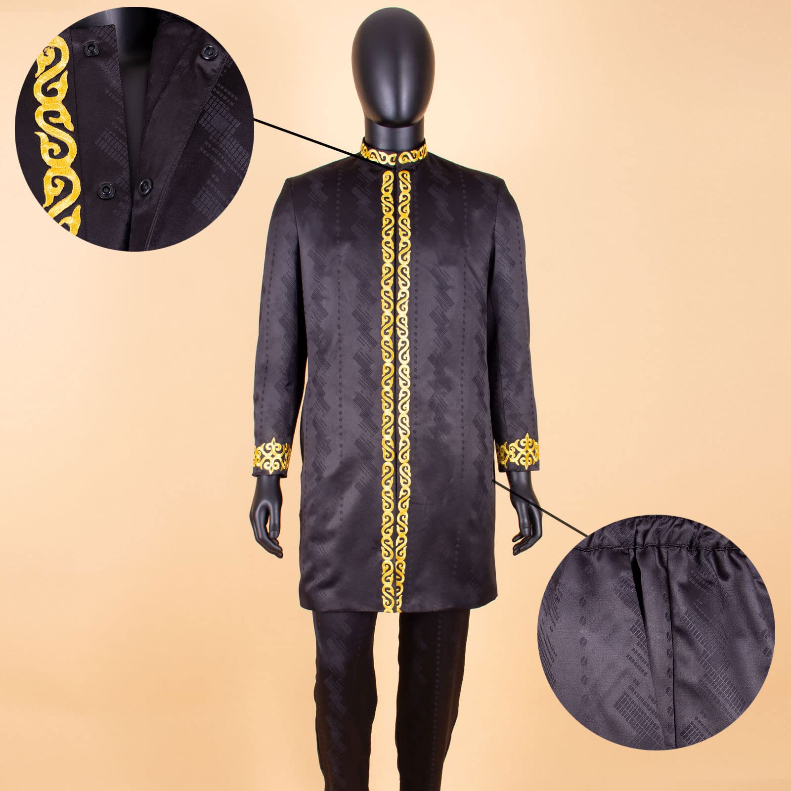 African Men's Dashiki Suit Set - Stylish 2-Piece Blazer & Pants with Floral Print | Bazin Riche Fabric | Perfect for Weddings, Parties & Cultural Events