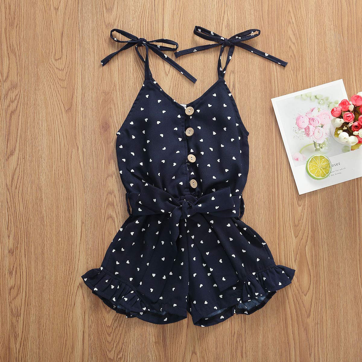 Adorable Toddler Baby Girl Heart Print Suspender Romper Jumpsuit - Cute Summer Outfit for Holidays & Playdates | Perfect for Birthday Parties, Beach Trips & Family Photos