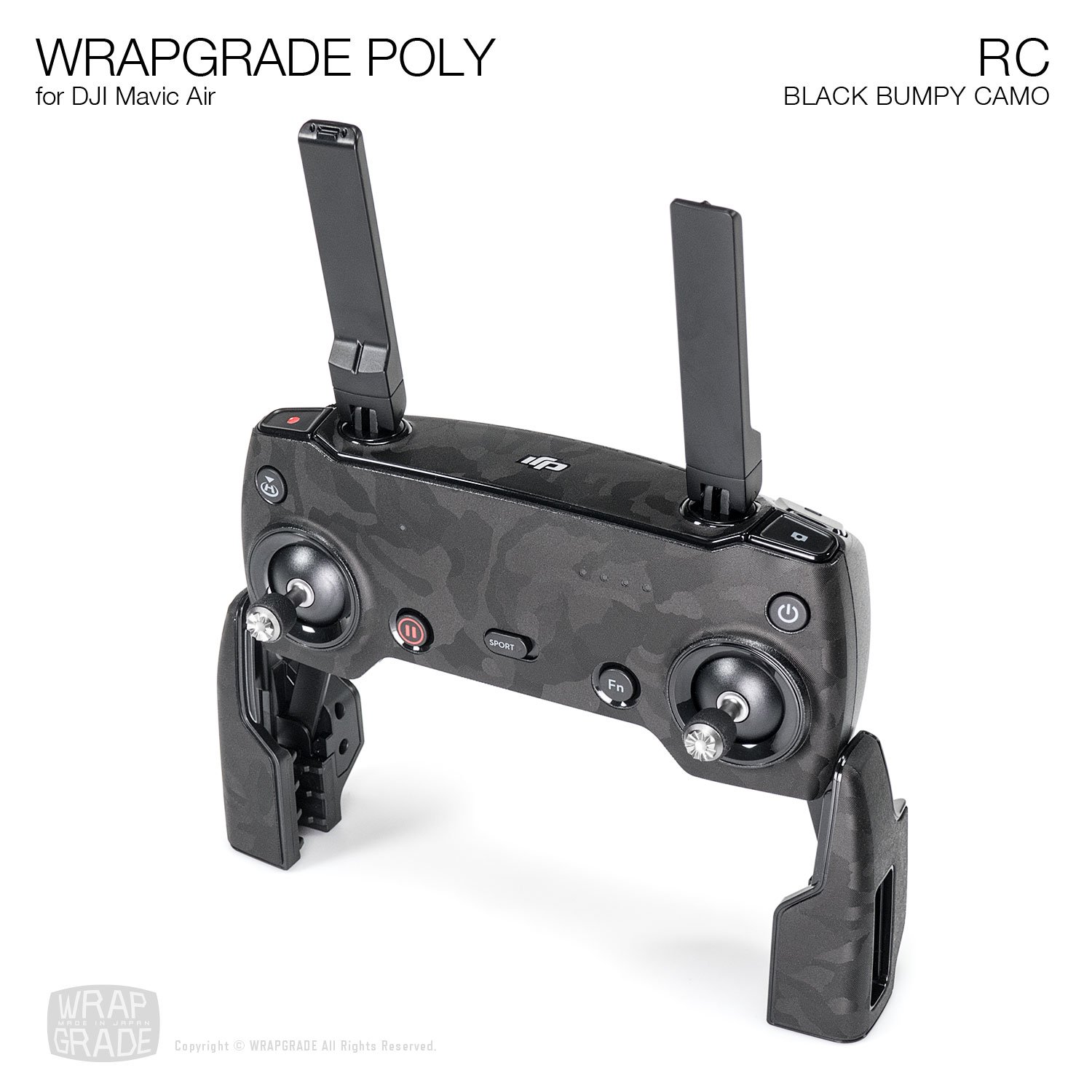 DJI Mavic Air Remote Controller Skin Wrap - Black Bumpy Camo Poly Protective Cover | Anti-Slip Grip, Scratch Resistant | Perfect for Outdoor Drone Flying & Adventure Enthusiasts