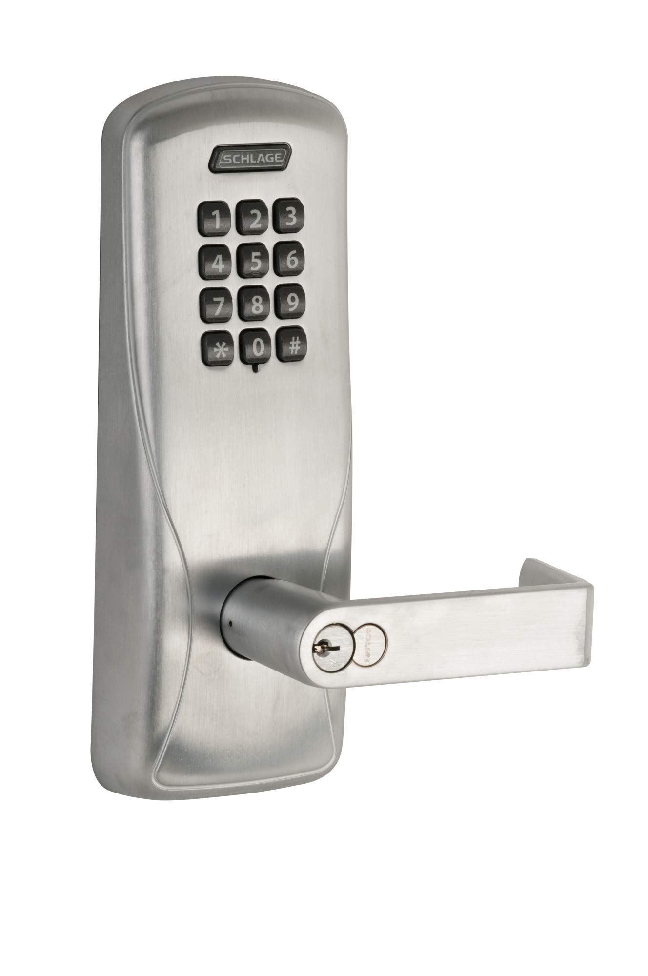Schlage CO-100 Series Electronic Keypad Door Lock - Standalone Cylindrical Lockset with FSIC Core Compatibility, Rhodes Lever & Satin Chrome Finish | Ideal for Classroom, Office, Storeroom & Home Security