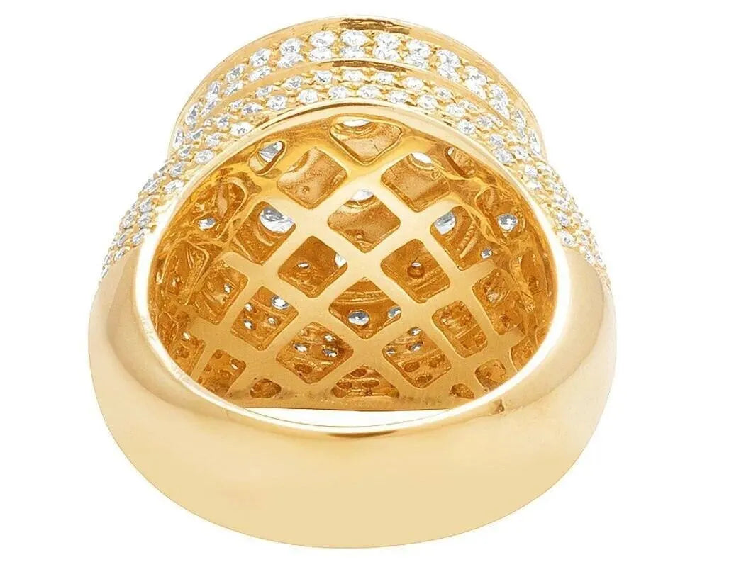 14K Yellow Gold Lab-Grown Diamond CVD HPHT Round 3D Cluster Pinky Ring for Men - 6.5 CT, 20mm - Perfect for Weddings, Anniversaries & Special Occasions