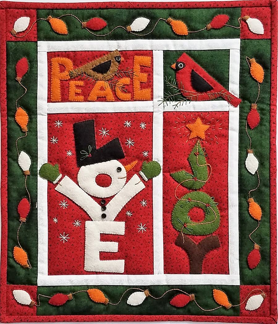 Rachel's of Greenfield Love Joy Peace Wall Quilt Kit - 13x15 Inch Precut Beginner Quilting Kit for Wall Hanging, Home Decor & Seasonal Display - Perfect for Christmas, Bedroom & Living Room Decoration