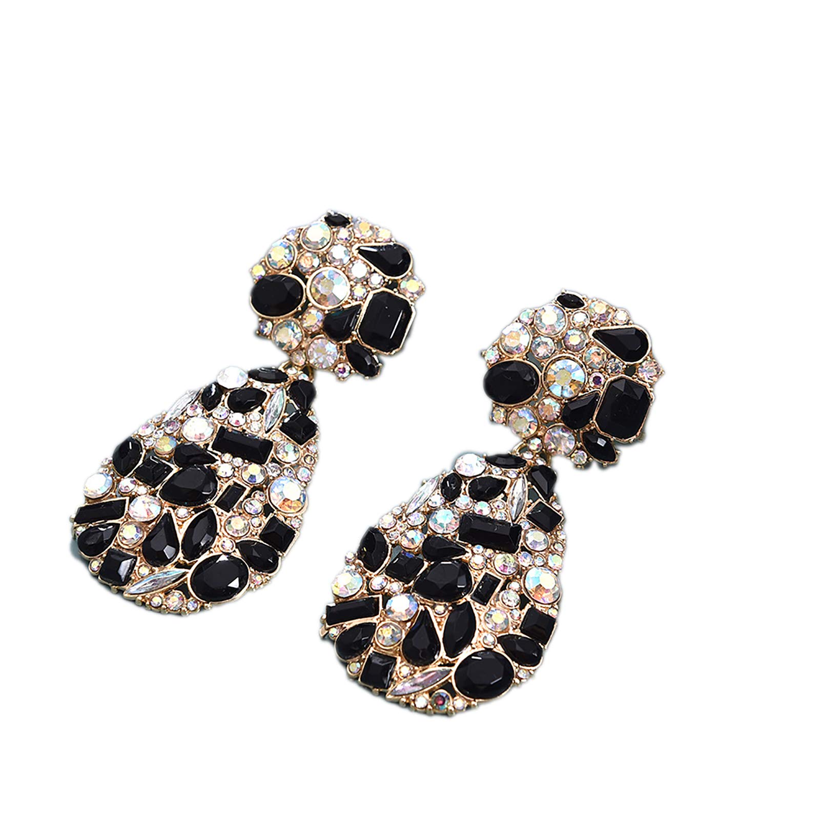 Rhinestone Crystal Teardrop Dangle Earrings for Women | Water Drop Chandelier Wedding Jewelry | Geometric Statement Bridal Earrings | Shiny Bling Studs for Party, Prom, Evening & Special Occasions