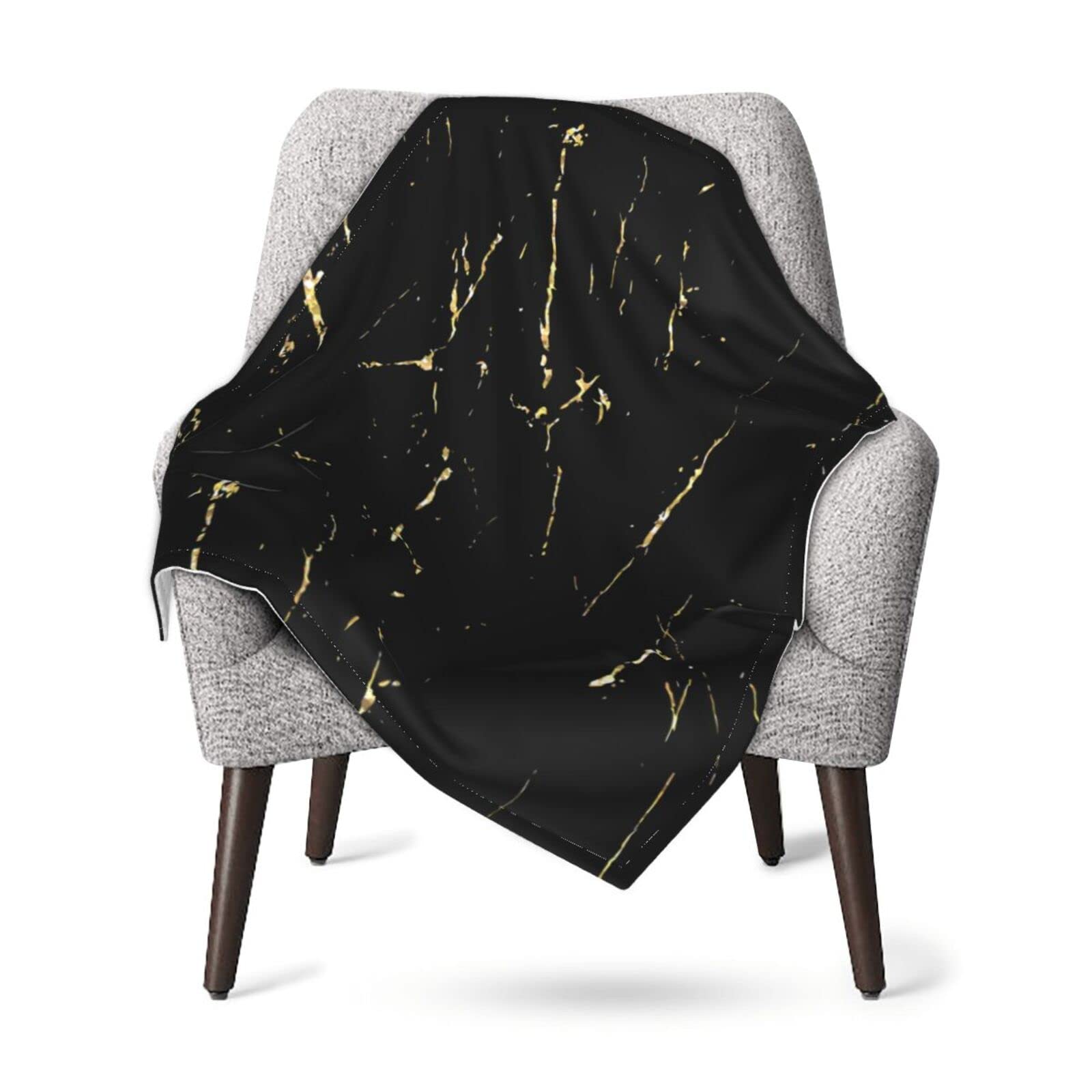 Premium Black Marble with Gold Flecks Baby Blankets - Ultra Soft Swaddle Blankets for Newborns, Boys & Girls | 40x30 Inch Receiving Blankets for Nursery, Crib, Stroller & Sofa | Perfect for Swaddling, Lounging & Gifting