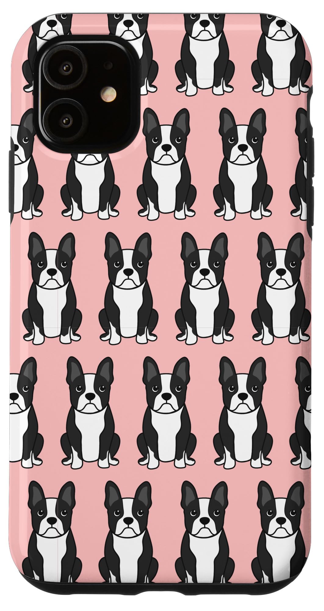 iPhone 11 Case - Cute Boston Terrier Face Design, Pink Dog Pattern Protective Cover | Perfect Gift for Pet Lovers, Durable Shockproof Phone Case for Daily Use & Travel