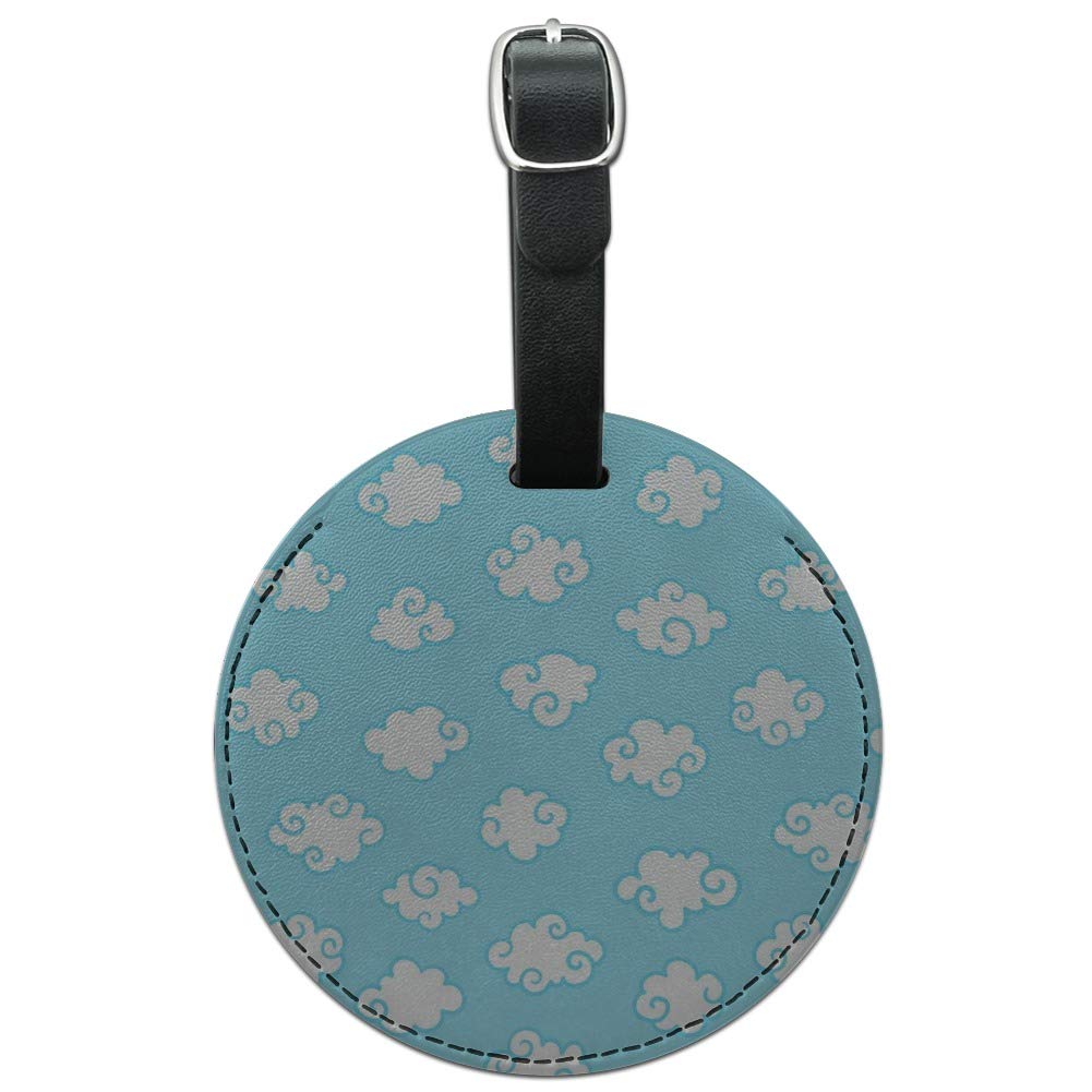 Stylish Round Leather Luggage Tag with Cloud Pattern - Durable Suitcase ID Tag for Carry-On Bags - Perfect for Travel, Business Trips & Vacation