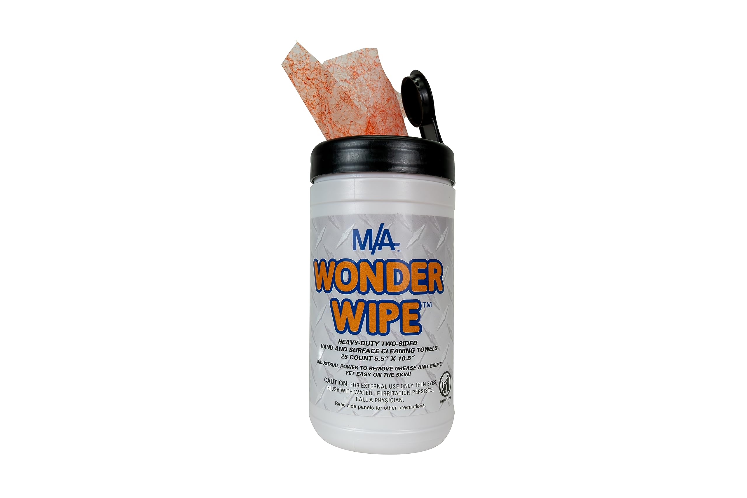 **M/A Wonder Wipe - Heavy-Duty Industrial Hand & Surface Cleaning Towels - Removes Grease, Grime, Oil - Mechanic, Workshop, Garage Use (25 Count Tub) - Perfect for Auto Repair, DIY Projects & Industrial Cleaning**