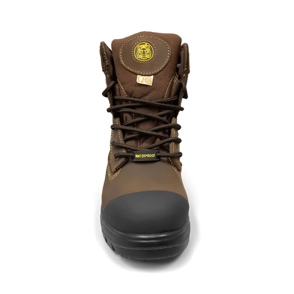 Tiger Safety 8 Women's Waterproof Steel Toe Work Boots 888C - Durable Non-Slip Safety Shoes for Construction, Warehouse & Outdoor Work