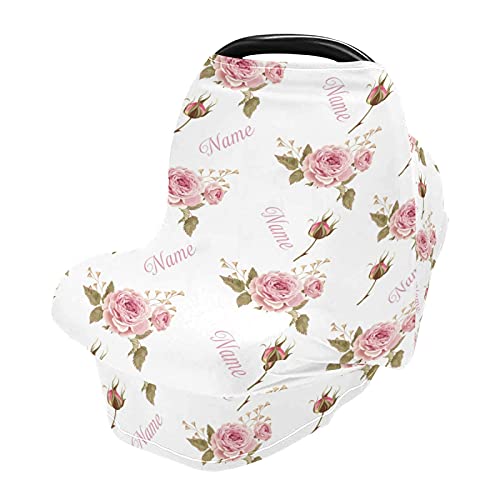 Personalized Baby Name Car Seat Covers - Floral Nursing Cover for Breastfeeding - Perfect Baby Shower Gift for Boys & Girls - Ideal for Travel, Nursing, and Newborn Photo Shoots