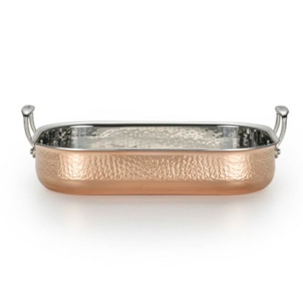 LAGOSTINA 14-Inch Copper Roasting Pan with Non-Stick Coating - J1369174 - Perfect for Oven Roasting, Baking, and Serving Dishes