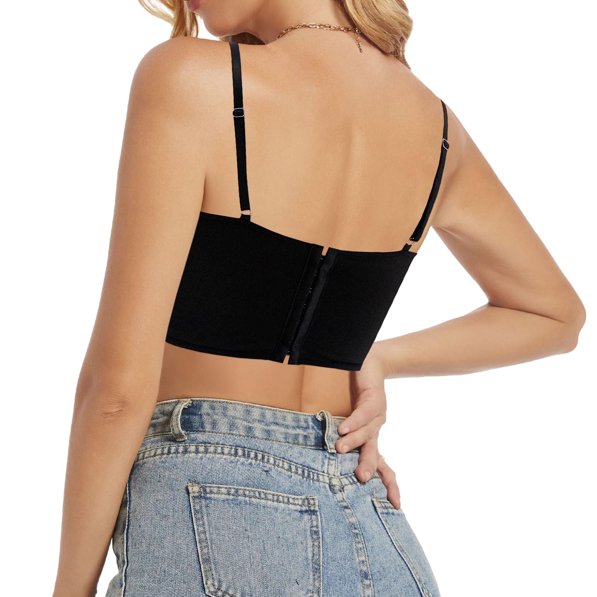 Floral Embroidery Corset Crop Top for Women - Sheer Mesh Bustier with Push Up, Fashion Slim Tank Top for Party, Date Night & Summer Outfits