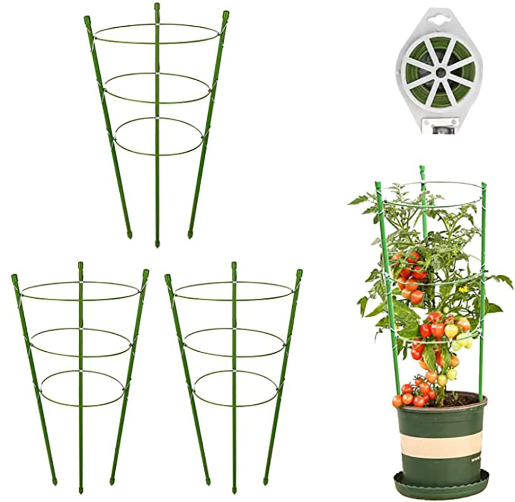 BZZBZZ 3-Pack Adjustable Iron Tomato Cages & Flower Stands for Climbing Plants - Sturdy Garden Plant Stakes for Roses, Vines, Vegetables & Pots | Perfect for Outdoor Gardening, Backyard Plant Support & Container Gardening