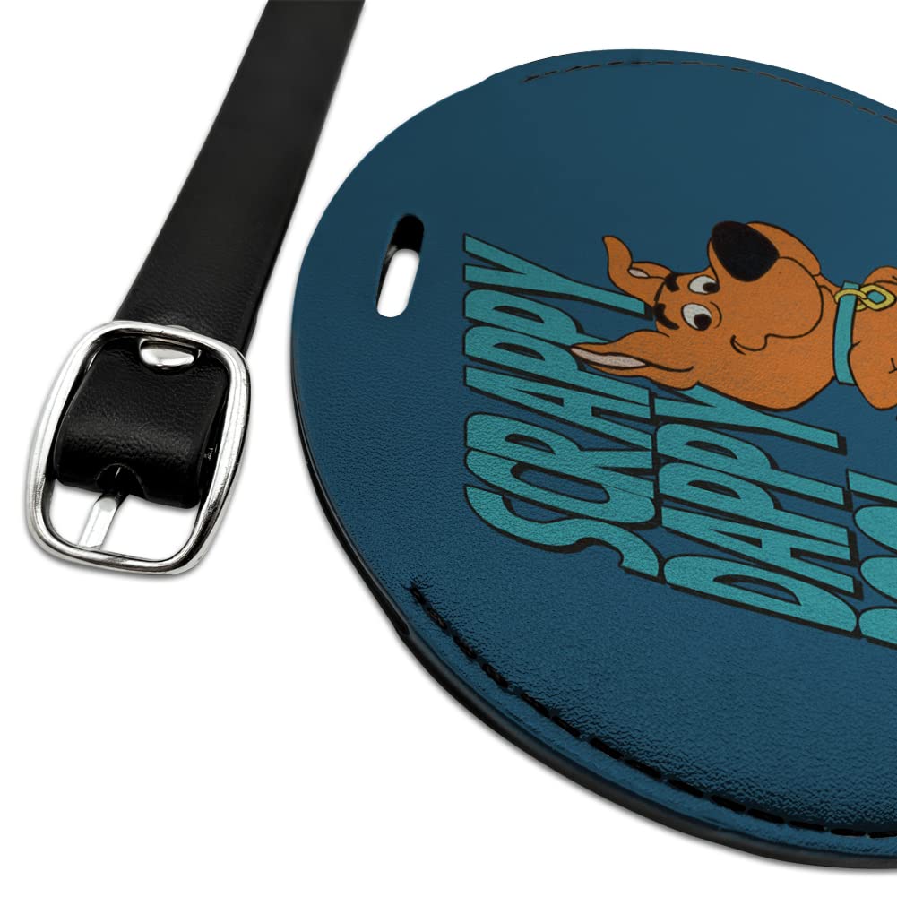 Scrappy Dappy Doo Round Leather Luggage Tag - Personalized Suitcase ID Tag for Travel Bags - Perfect for Carry-Ons, Checked Luggage & Backpacks