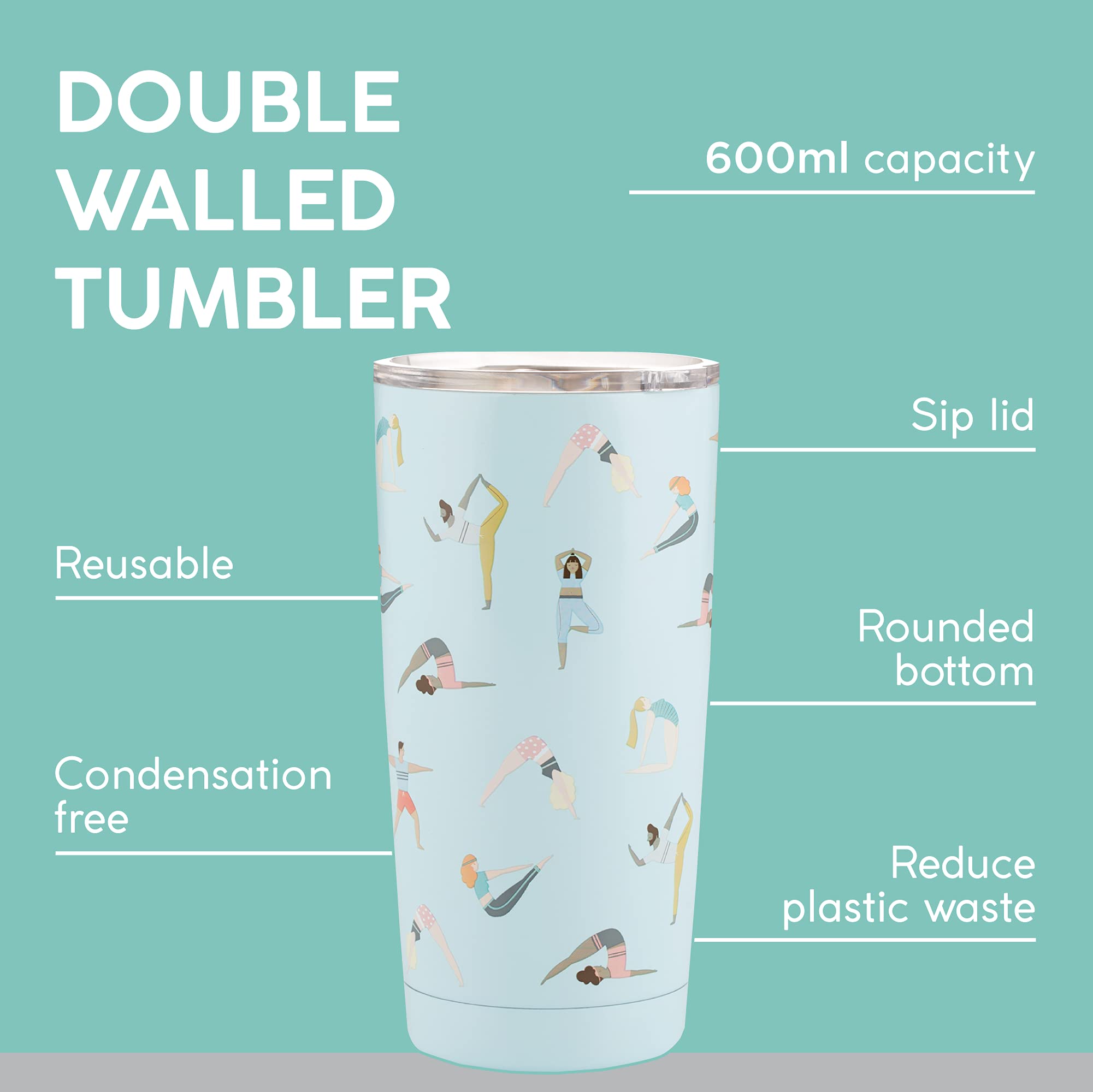 Typhoon PURE Collection 20.3oz Insulated Tumbler with Lid - Stainless Steel Vacuum Flask for Hot & Cold Drinks - Perfect for Gym, Hiking, Office & Outdoor Activities
