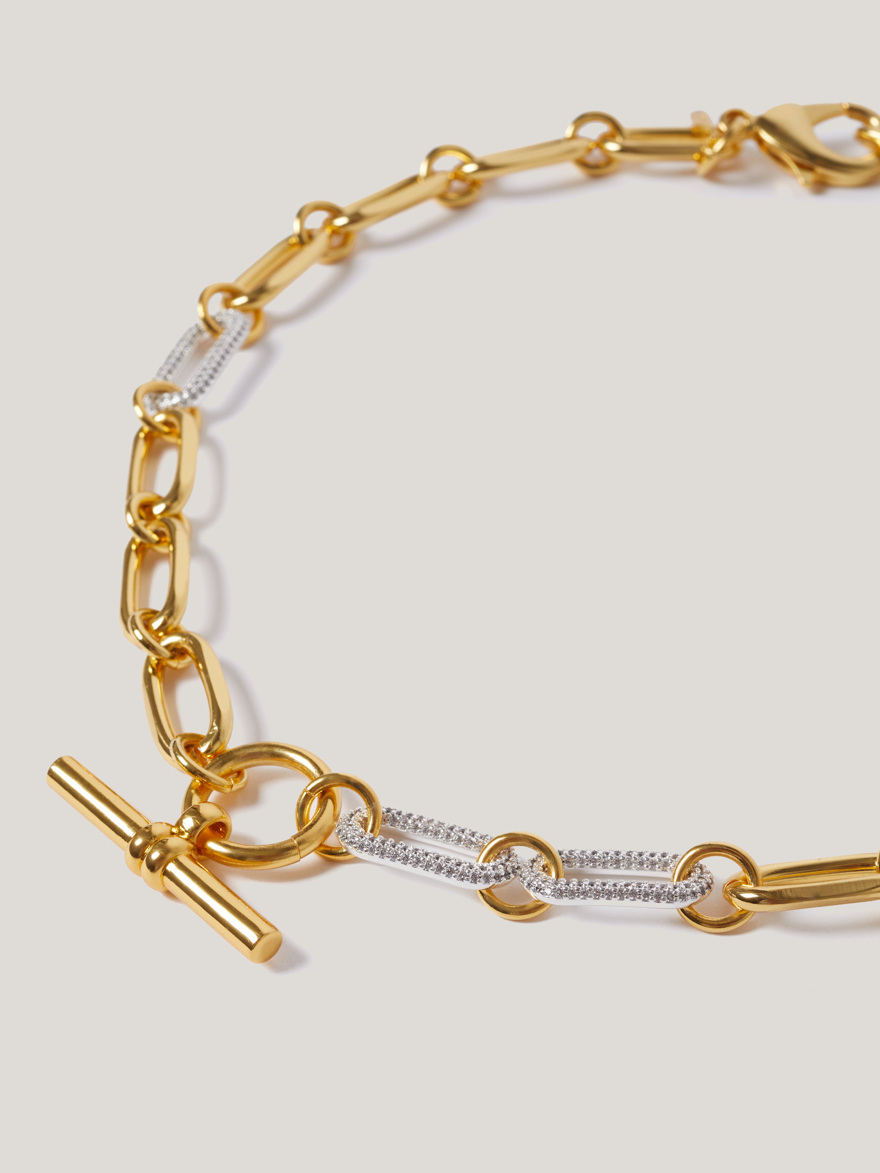 Pave Trombone Chain Necklace in 14K Gold - Elegant Layering Jewelry for Women, Perfect for Everyday Wear & Special Occasions