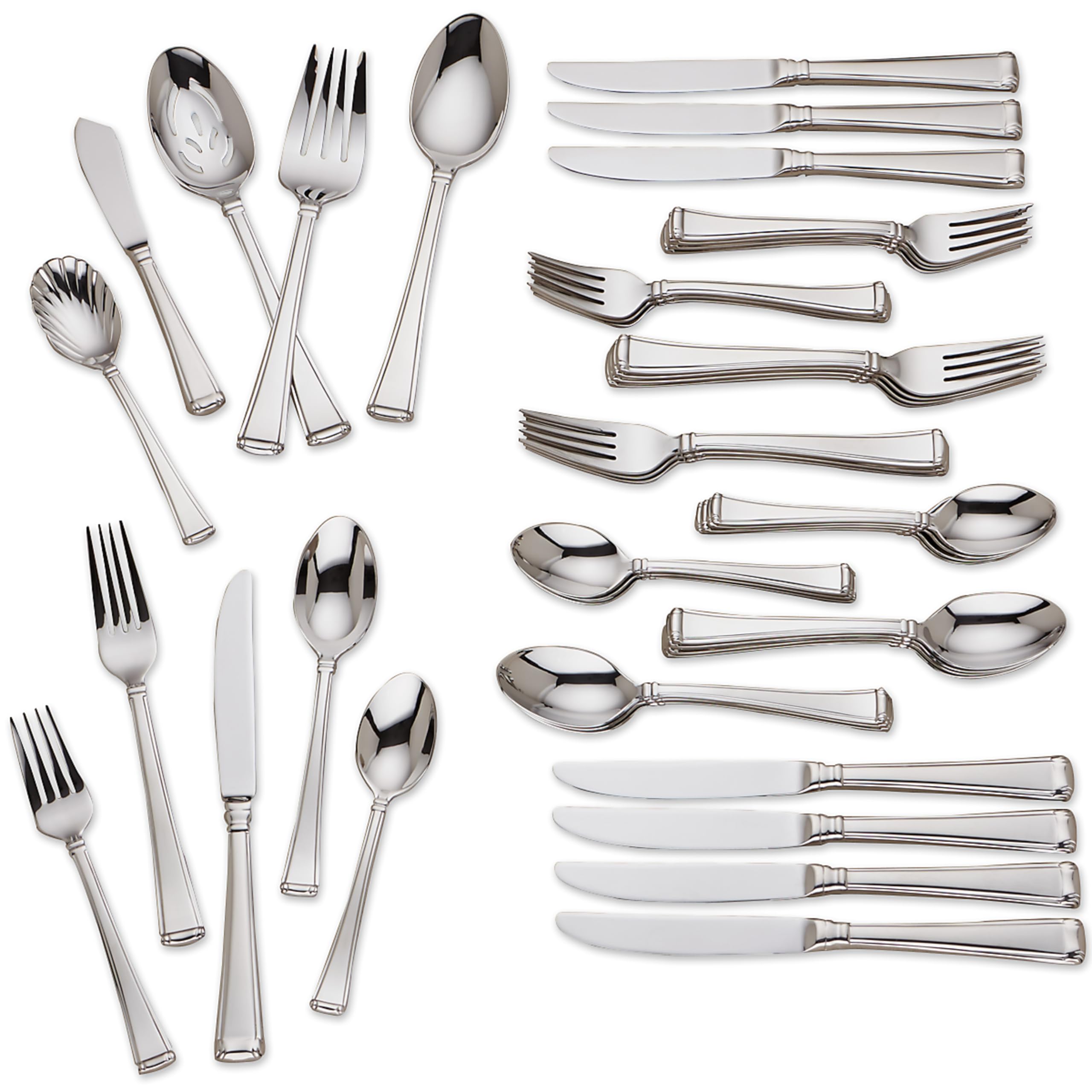 Gorham Column 45-Piece Stainless Steel Flatware Set - 6.70 LB Weight - Elegant Dinnerware for Formal Dining, Wedding Gifts & Holiday Entertaining