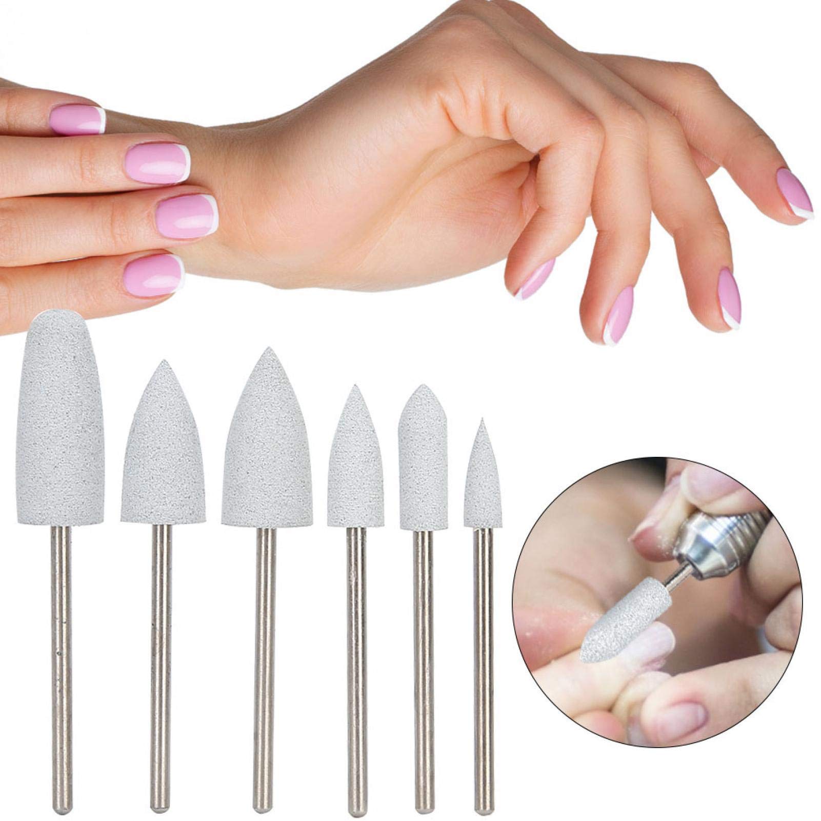 6Pcs Nail Art Grinding Head Set - Professional Electric Manicure Drill Bits for Acrylic Nails, Dead Skin Removal & Polishing - Nail Care Tools for Salon & Home Use